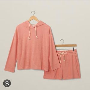 Love and Lore Coral shorts and hoodie set